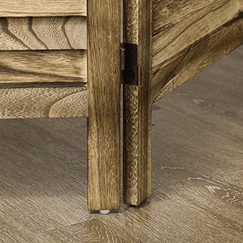 Brown 4 Panel Wood Folding Room Divider B357780