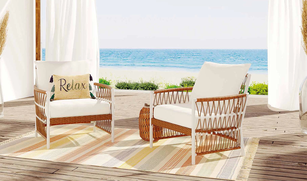 2-Pack White Outdoor Wicker Lounge Chair W52601