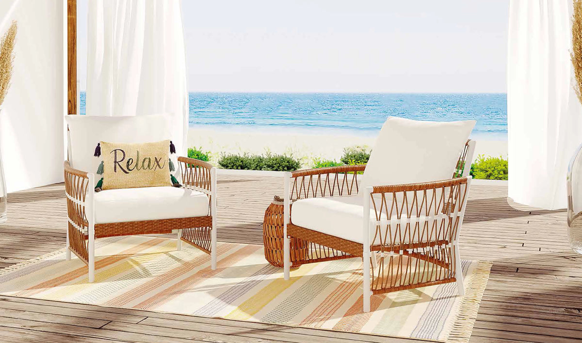 2-Pack White Outdoor Wicker Lounge Chair W52601