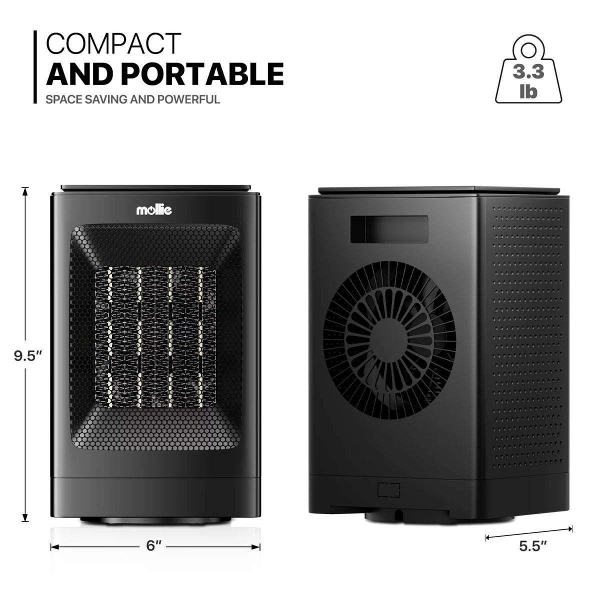 1500W PTC Electric Space Heater with Timer, Black H242