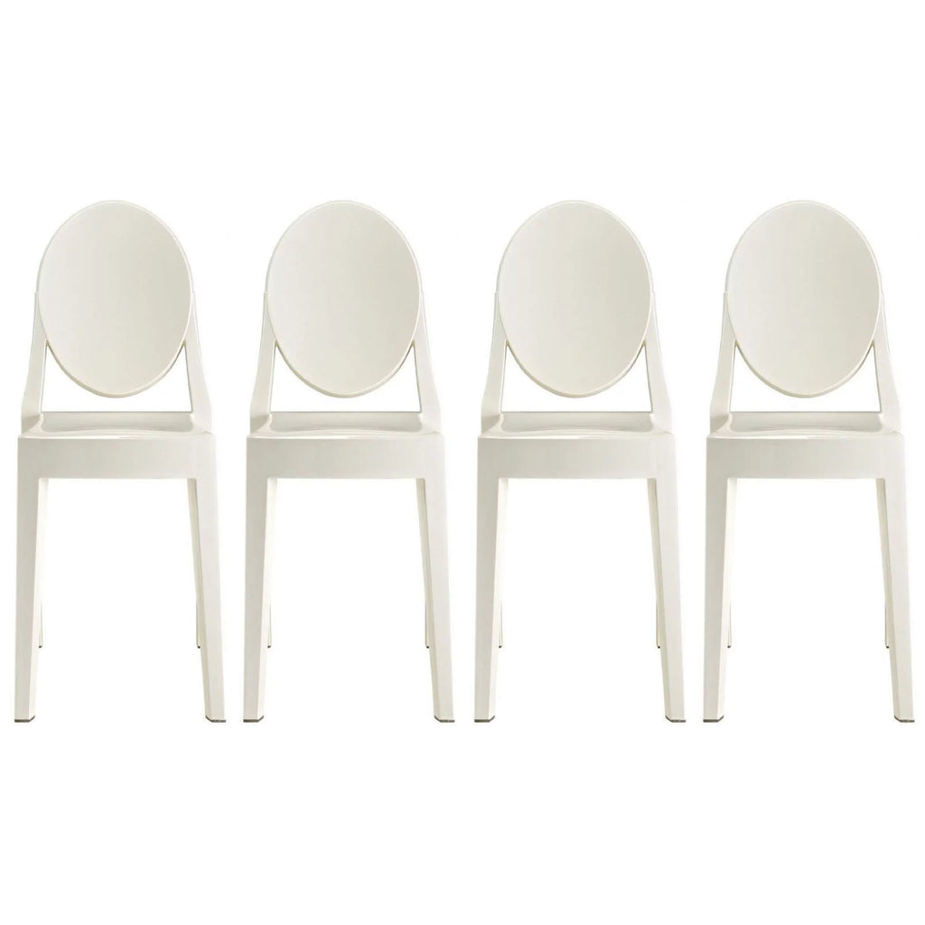 Set of 4 White Acrylic Plastic Stackable Chairs U923981