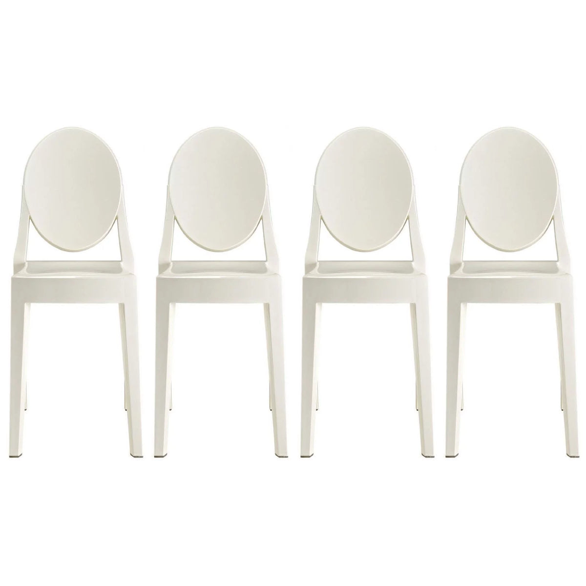 Set of 4 White Acrylic Plastic Stackable Chairs U923981