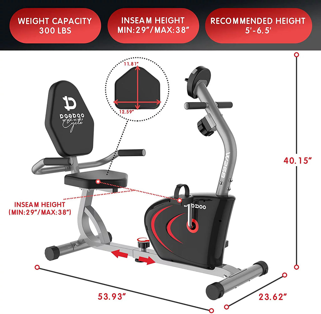 Recumbent Exercise Bike 8 Level Adjustable Magnetic Resistance E35069