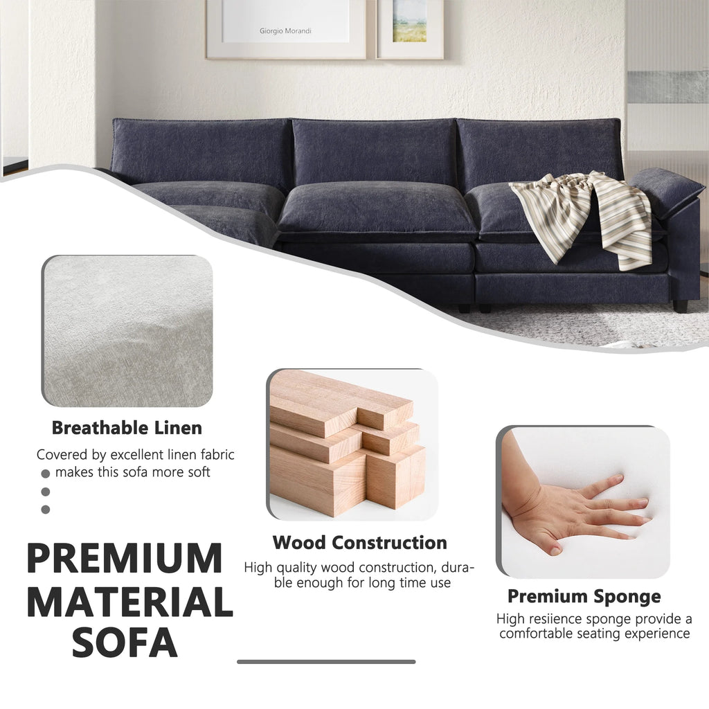 3-seat Sectional Sofa with Reversible Chair and Ottoman Z18859