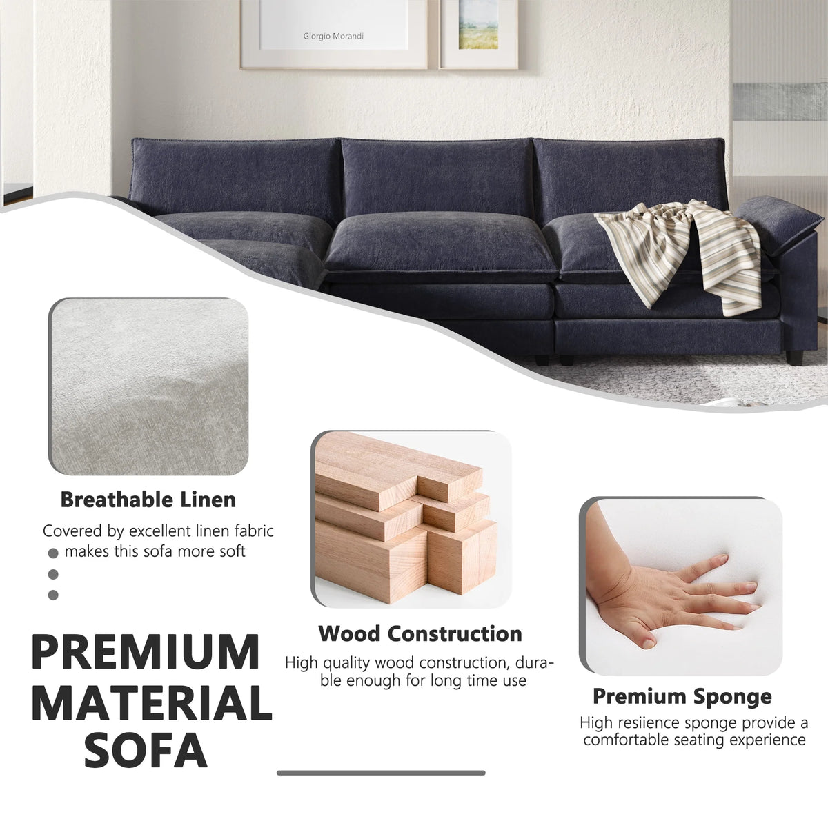 3-seat Sectional Sofa with Reversible Chair and Ottoman Z18859