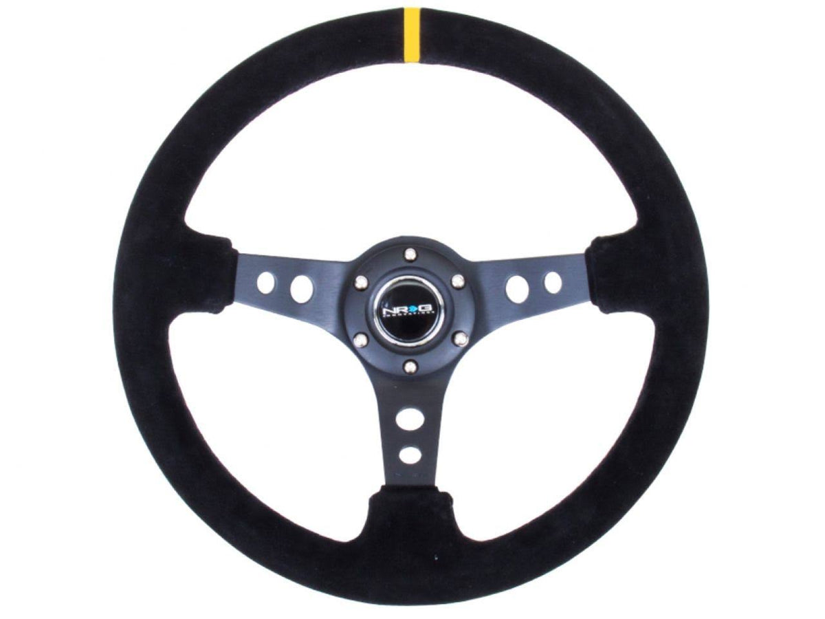 Reinforced Sport Steering Wheel 350mm Deep Black Spoke Suede Y21453