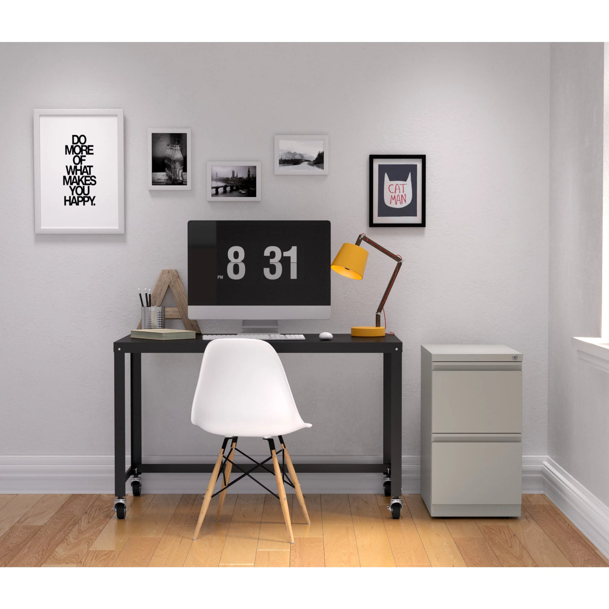 23" Deep 2 Drawer Letter Width Gray Mobile Pedestal File Cabinet T8182