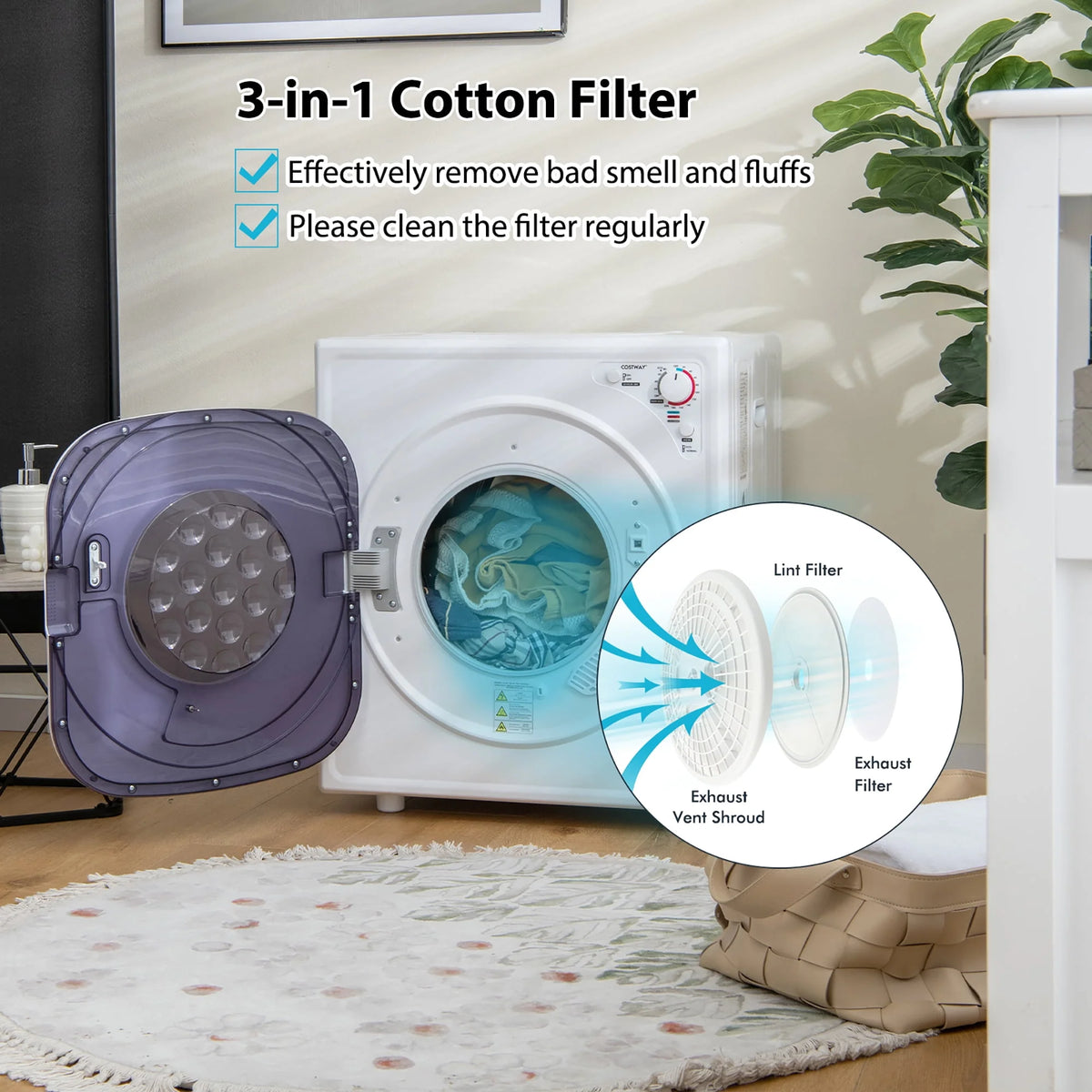 1500W Compact Electric Laundry Dryer Stainless Steel 13.2 lbs H74973