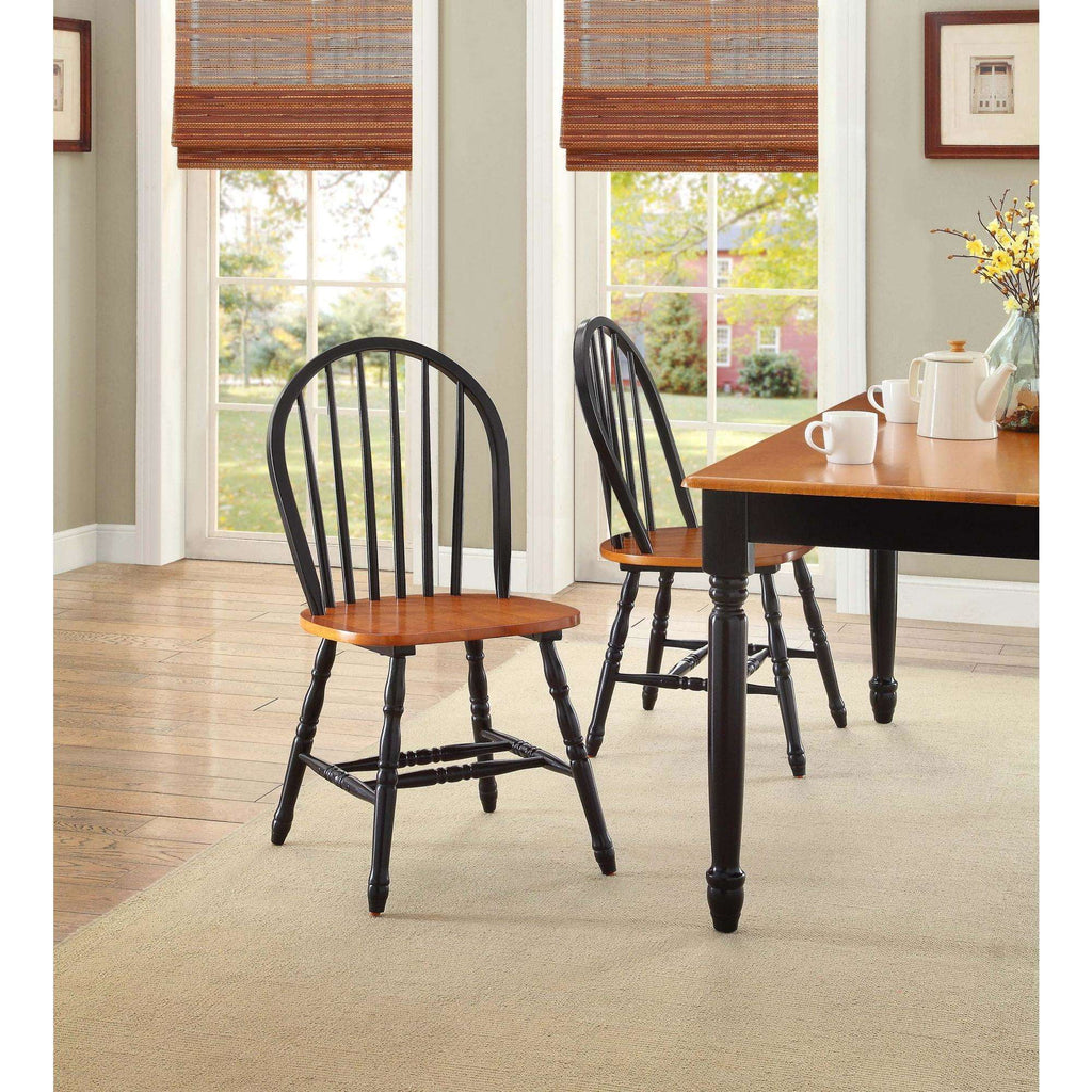 White and Oak Solid Wood Dining Chairs Set of 2 B43175