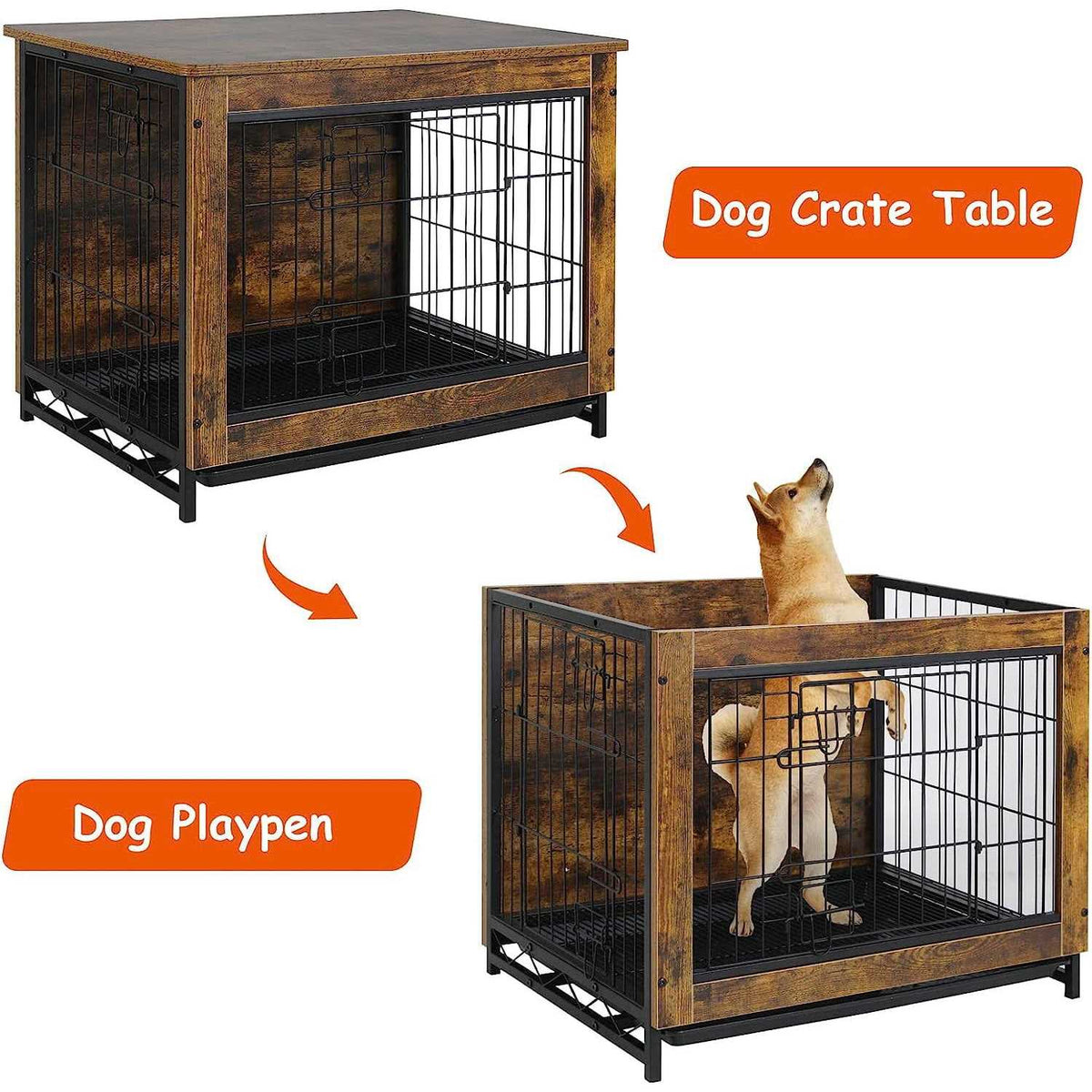 Wooden Dog Crate End Table B800