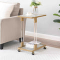Chrome Glass C Shape Square Side Table R255