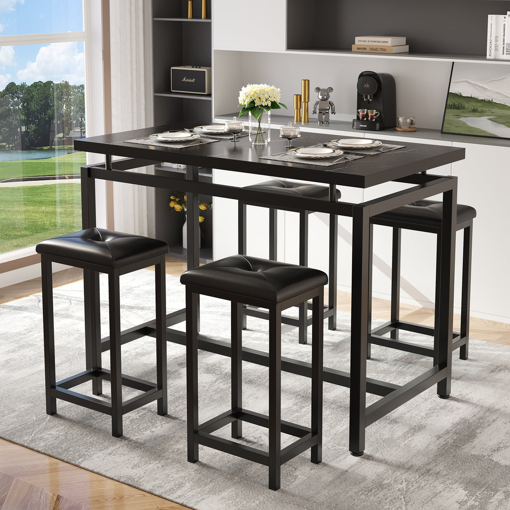Black 5 Piece Counter Height Dining Set with 4 Chairs B850