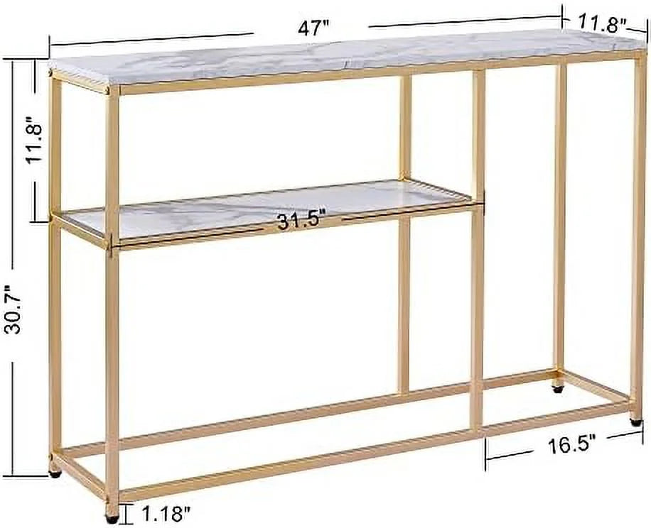 Narrow White Marble Console Table 47 inch Z86750