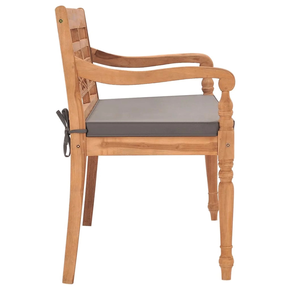 Teak Wood Garden Bench with Dark Gray Cushion O564