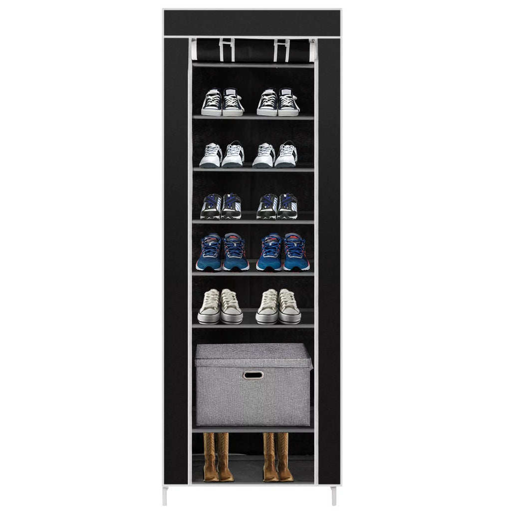 10 Tiers 9 Lattices Shoe Rack Storage Organizer Black P885