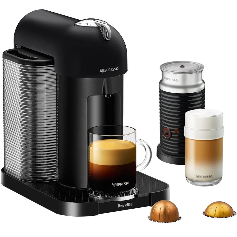Chrome Coffee & Espresso Single-Serve Machine and Black Milk Frother E98453