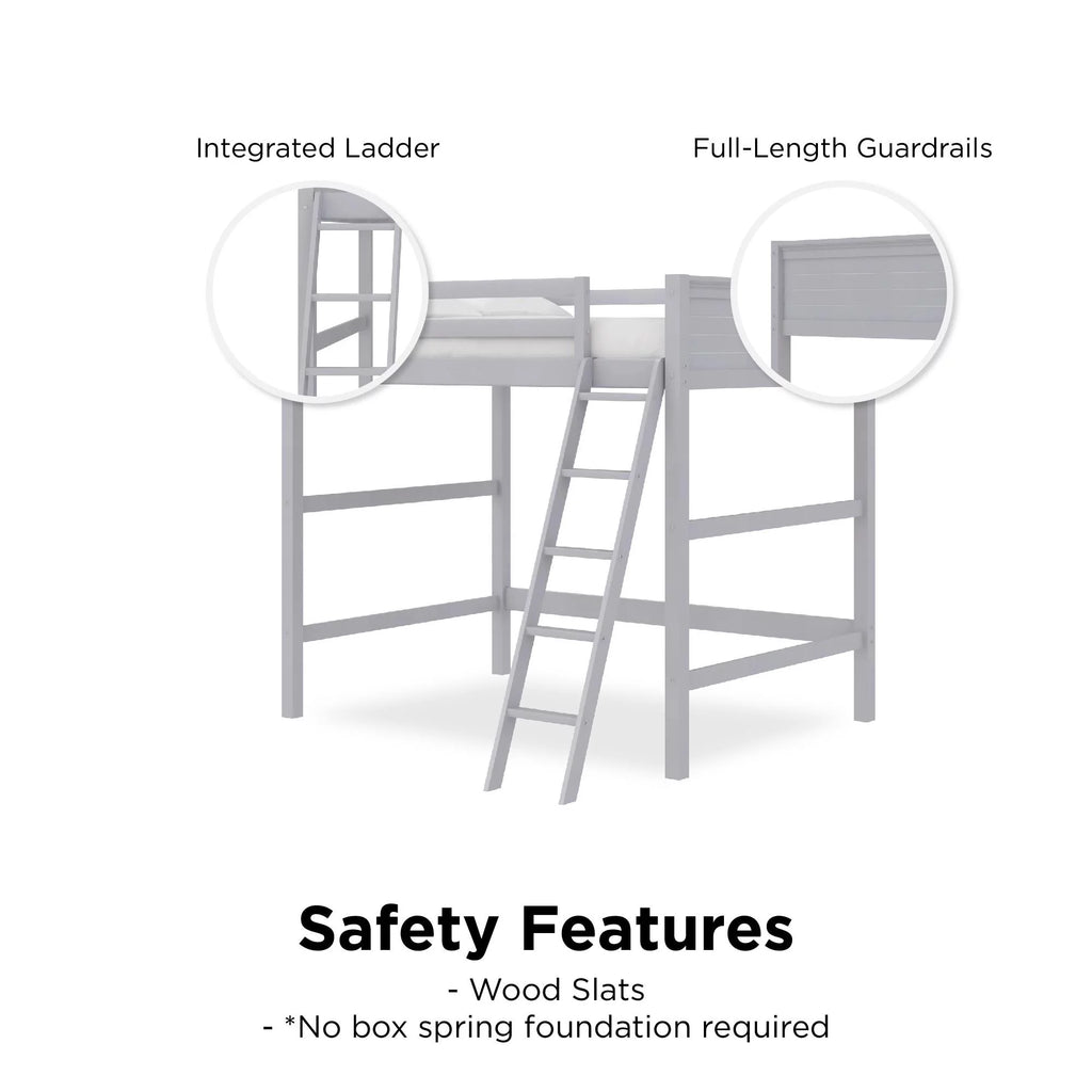 Full Size Loft Bed with Ladder, Gray L181