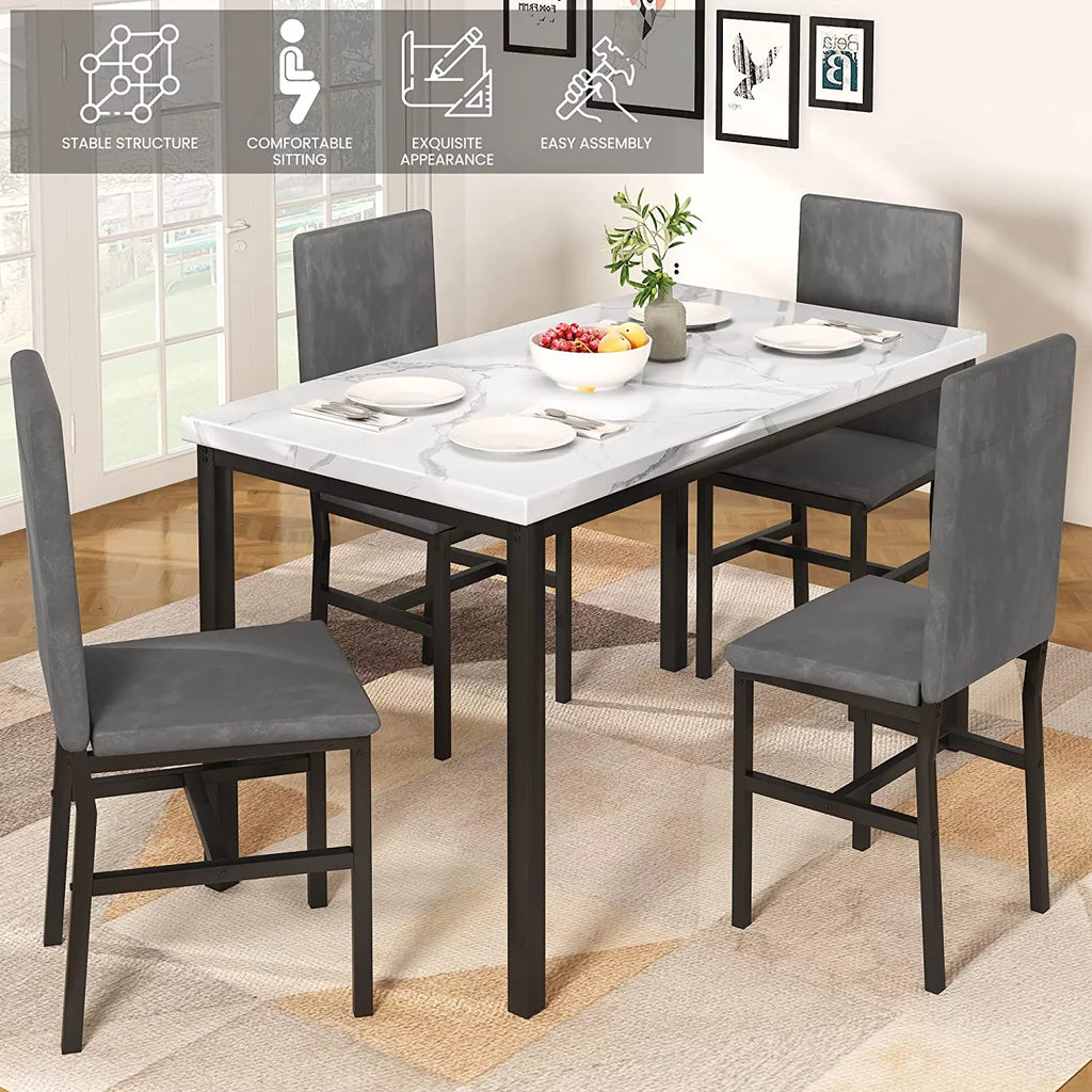 Faux Marble Dining Table Set for 4 B612