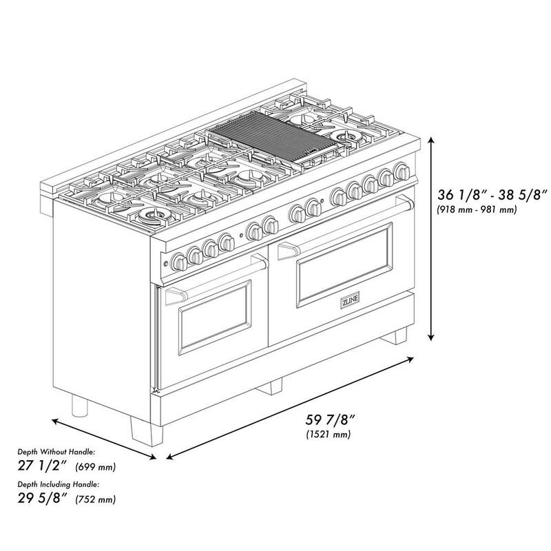 48 in. 9 Burner Double Oven Dual Fuel Range R4564
