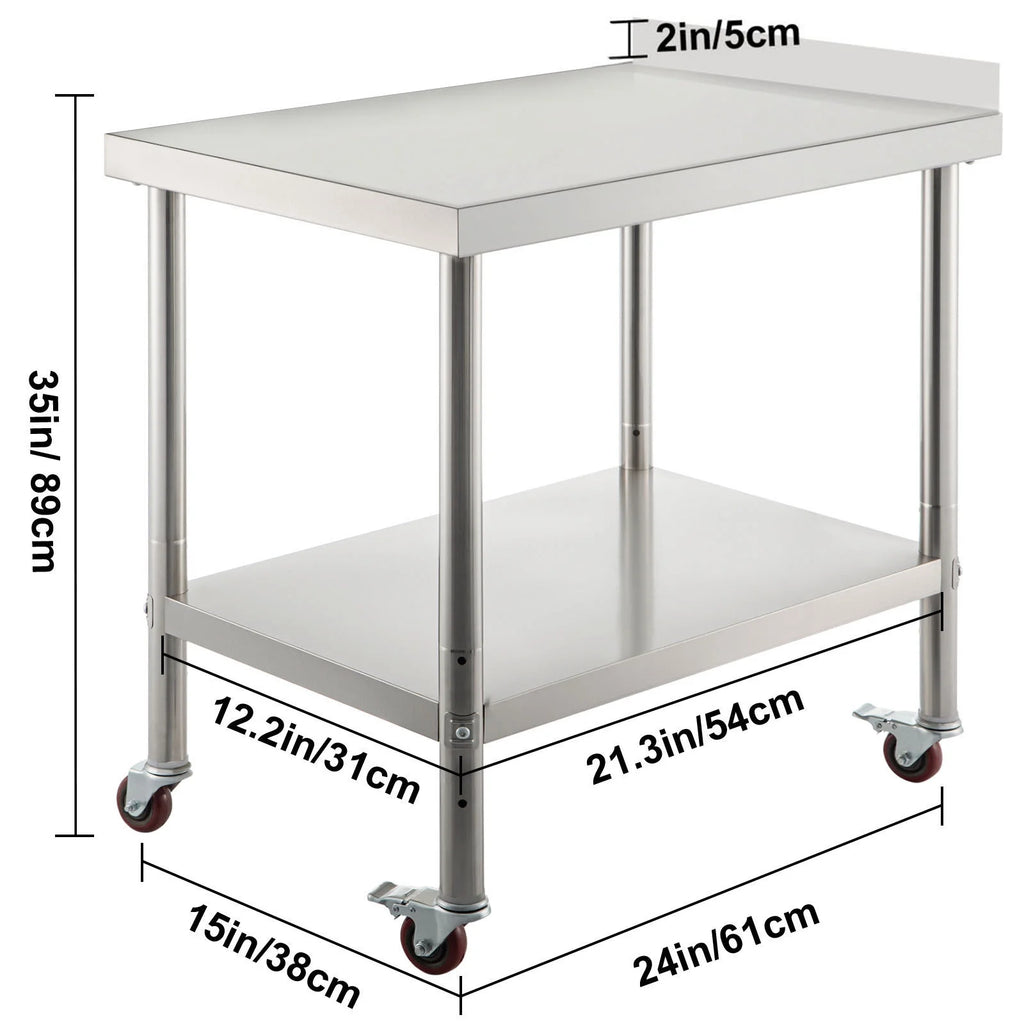 Stainless Steel Work Table 24x15in with 4 Casters O1192