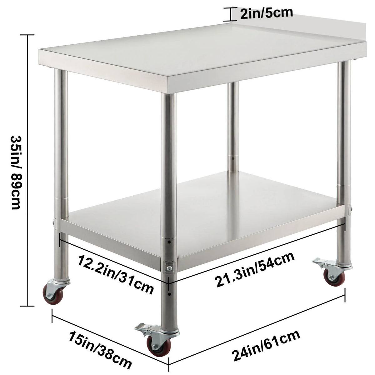 Stainless Steel Work Table 24x15in with 4 Casters O1192