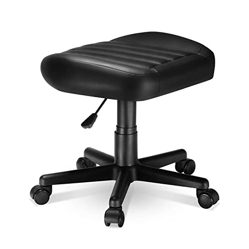 Height Adjustable Beige Foot Stool with Wheels J568514