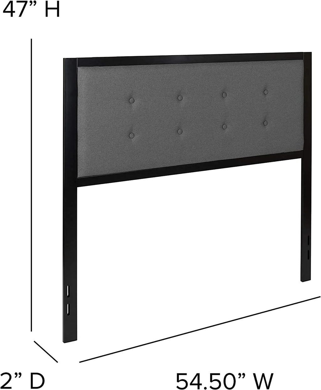 Full Size Upholstered Tufted Dark Gray Headboard W22599