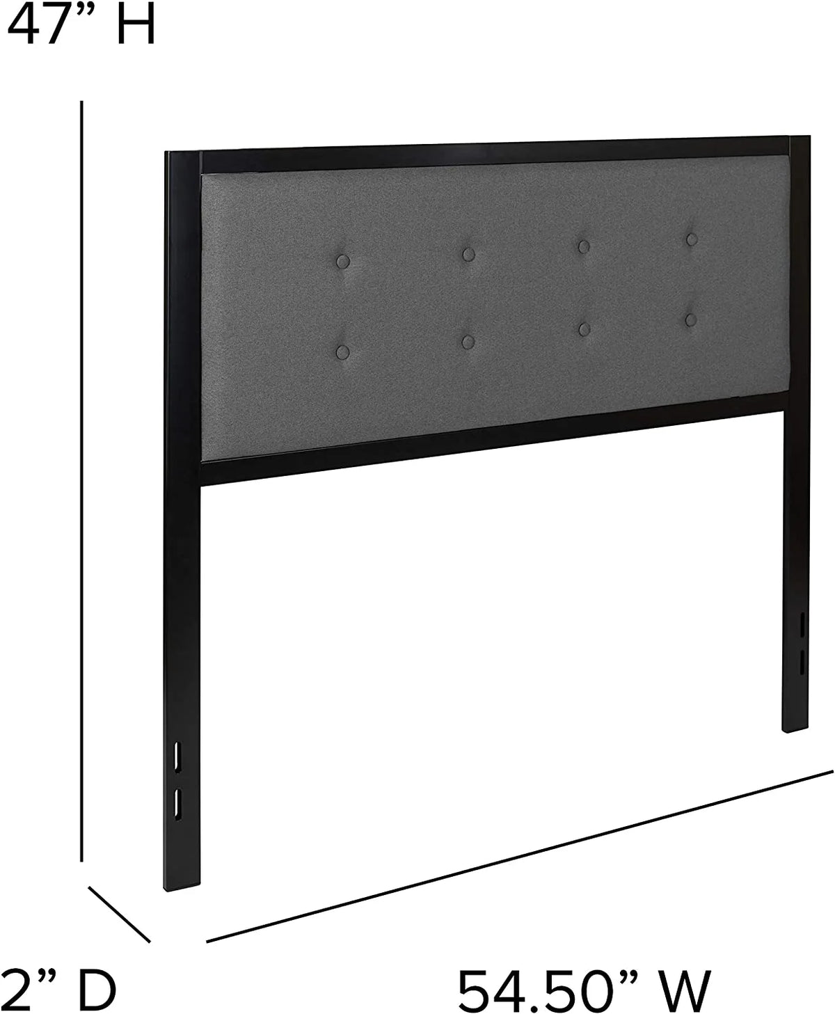 Full Size Upholstered Tufted Dark Gray Headboard W22599