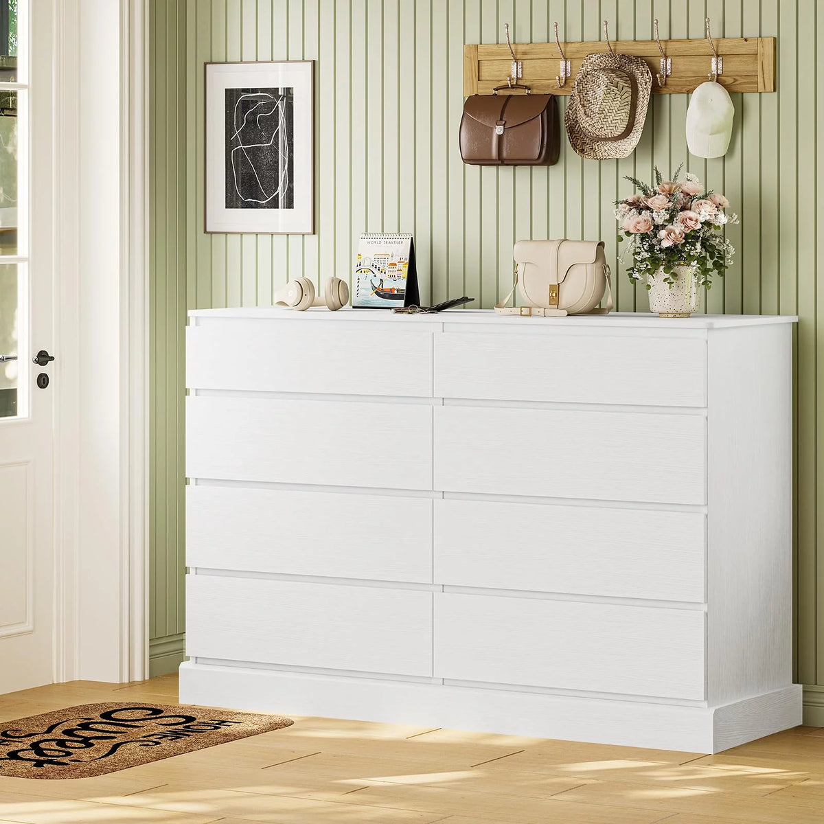 Black 6 Drawer Double Dresser E2021
