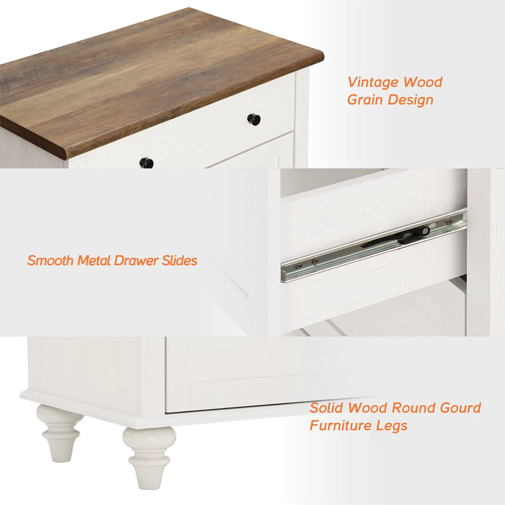 White 3 Drawer Wood Dresser K1225
