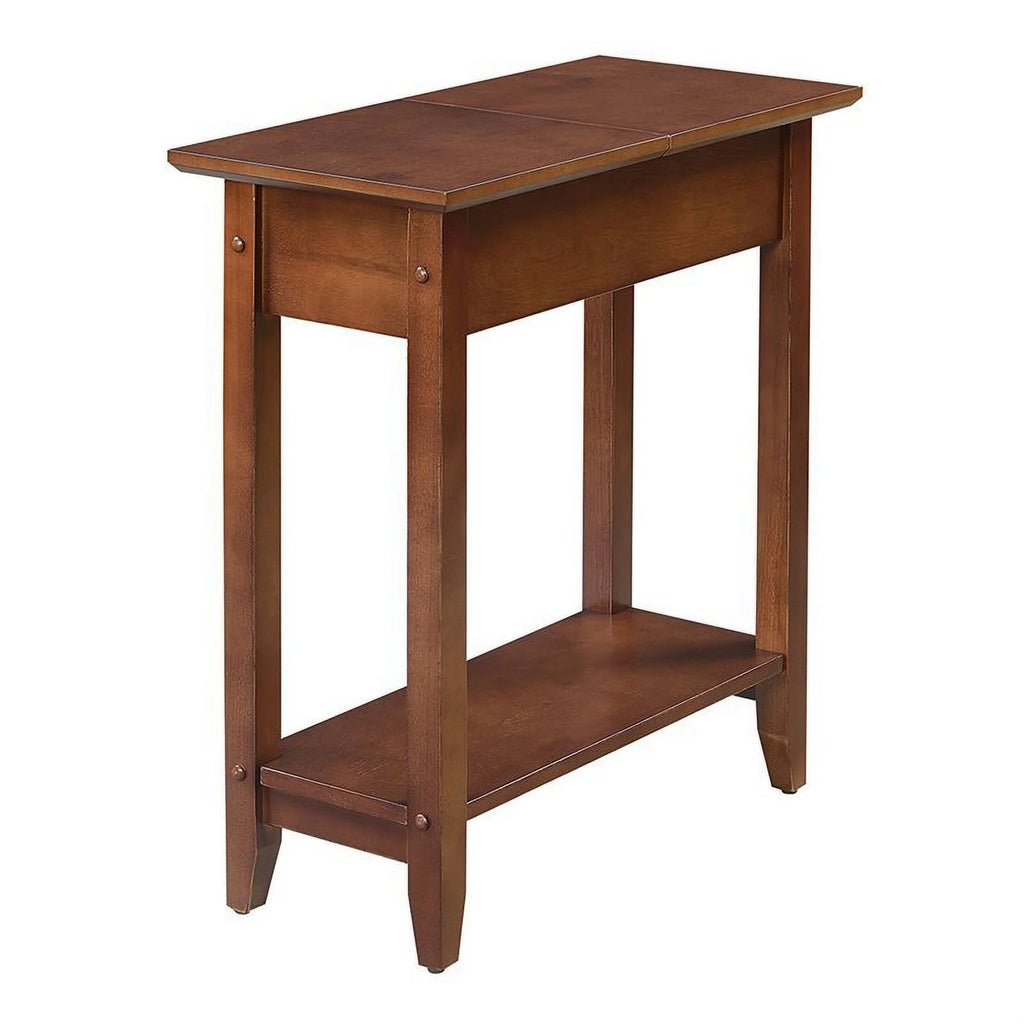 Flip Top End Table Mahogany Wood Finish D812