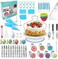 132 Pcs Cake Decorating Kit with Turntable and Piping Bags and Tips W4263