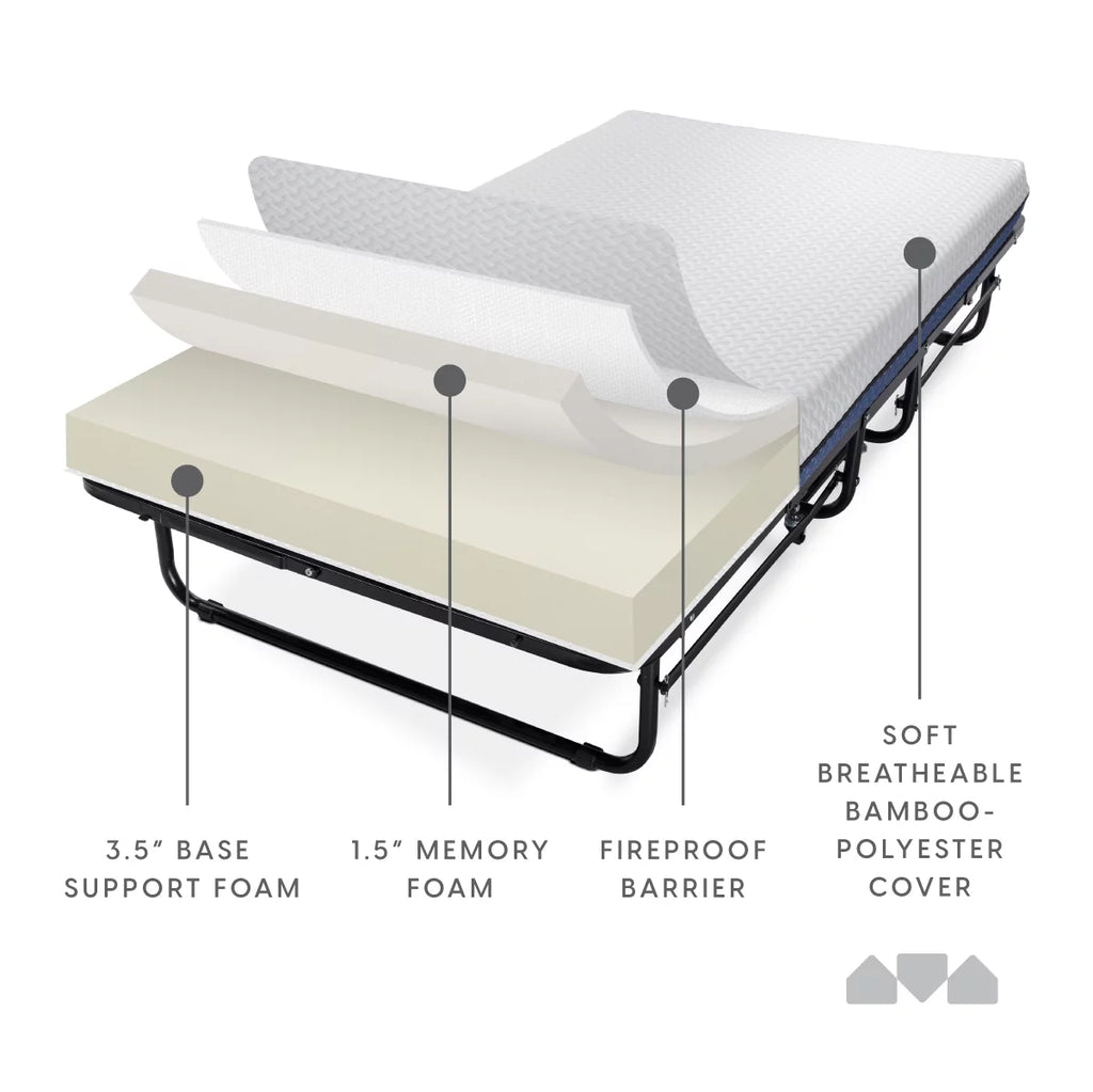Folding Bed with Memory Foam Mattress Twin Size N33709