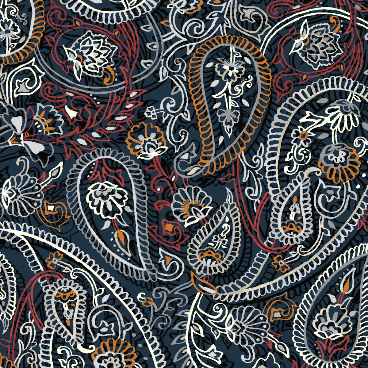 Navy Paisley Outdoor Chair Cushion H56114