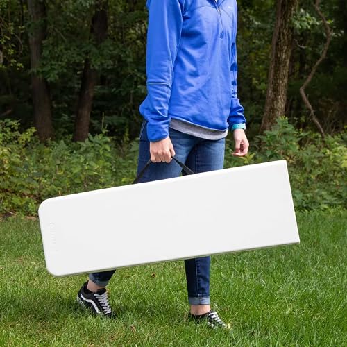 Foldable 6 Foot White Plastic and Steel Bench H8353