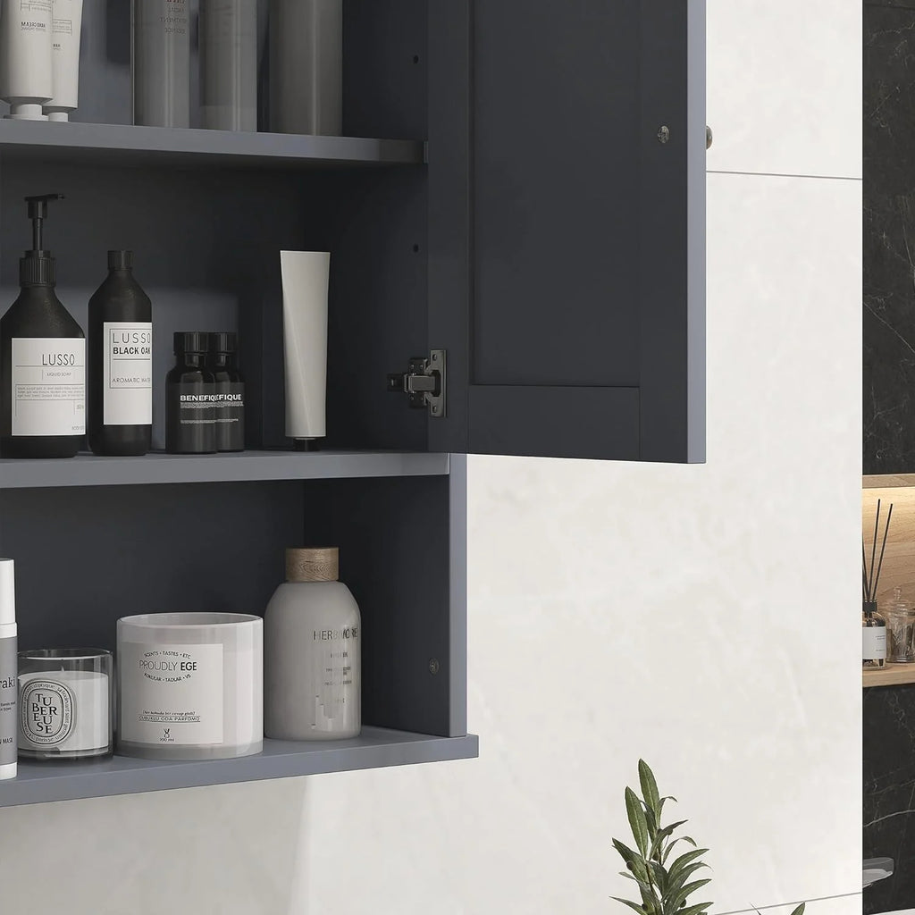 Gray Wall Mounted Bathroom Cabinet with Adjustable Shelf N569210