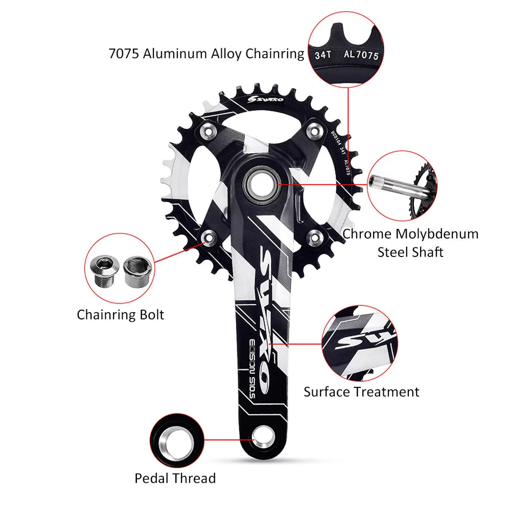 170mm 104 BCD Mountain Bike Crankset with Chainring and Bottom Bracket U53001