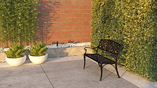 Cast Aluminum Patio Bench Heavy Duty Rust Free Antique Bronze Finish T20047