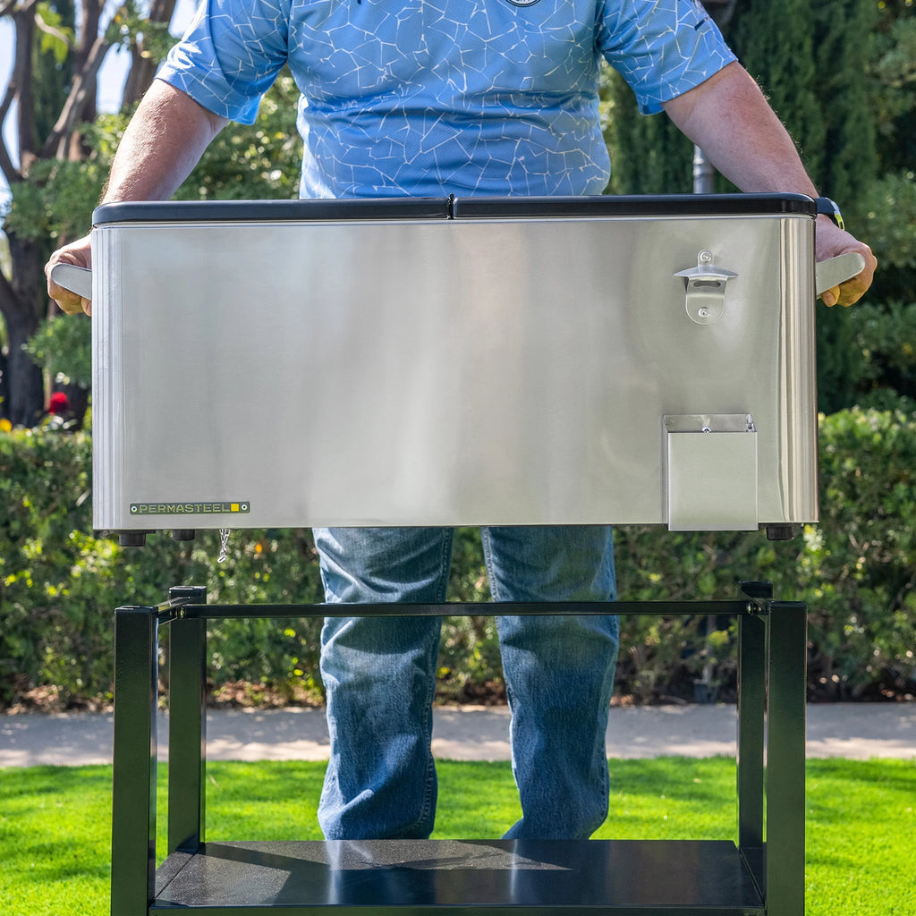 80-Qt Steel Rolling Patio Cooler with Removable Basin T1042