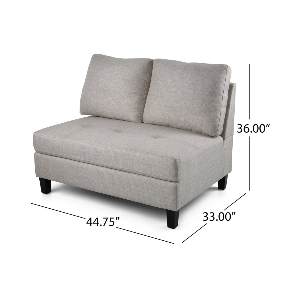 Beige and Dark Brown Fabric Sectional Sofa with Ottoman L624