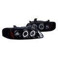 Glossy Black Housing Smoke Lens Dual Halo Projector Headlights O715