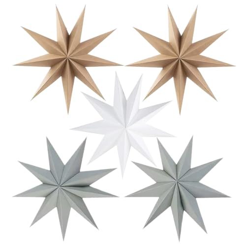 Beige Brown Paper Star 12 Inch Hanging Star Lanterns Y20359
