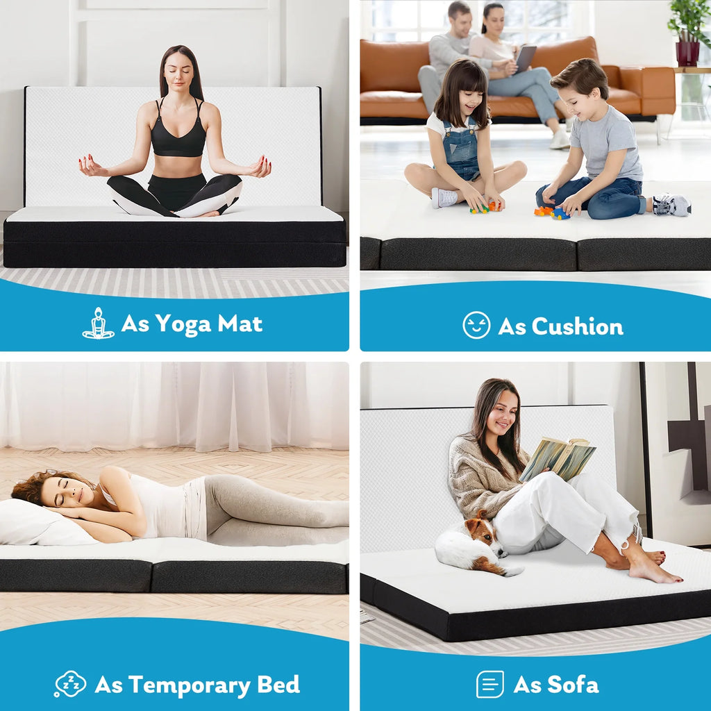 4-inch Tri Folding Memory Mattress with Removable Cover E156066