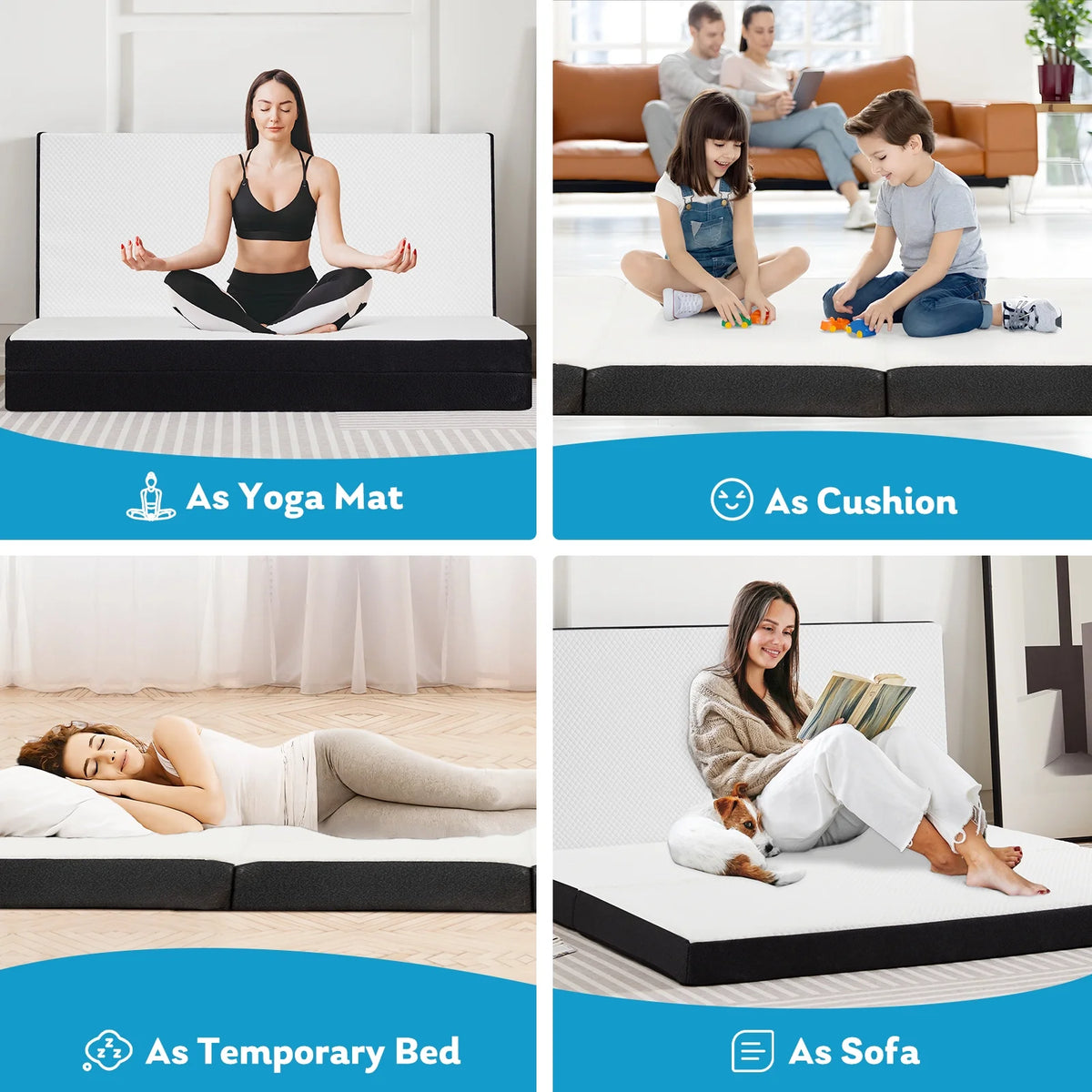4-inch Tri Folding Memory Mattress with Removable Cover E156066