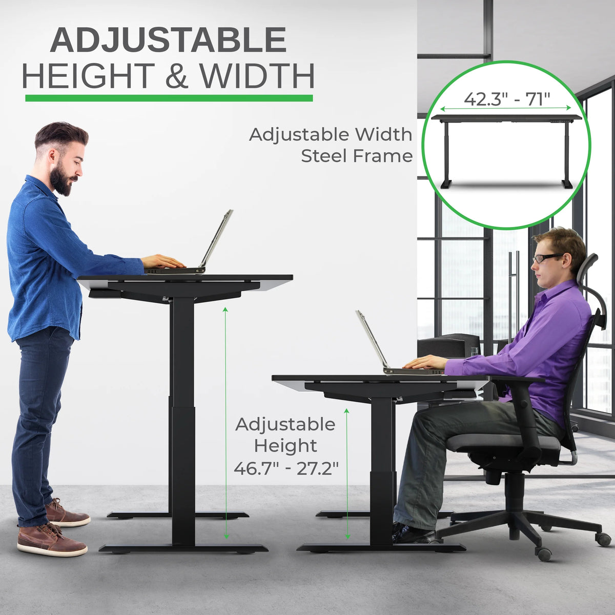Electric Standing Desk 48x30" Bamboo Desktop K603723