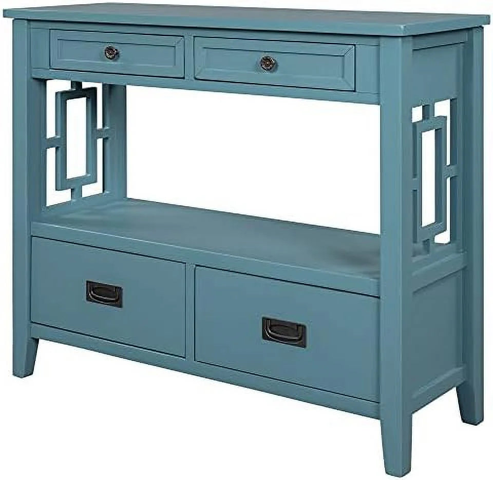 Modern Wood Console Table with 4 Drawers and 1 Shelves L61088