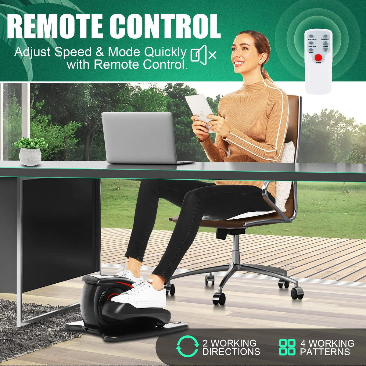 Under Desk Elliptical Machine Seated Pedal Exerciser with LCD Display W773