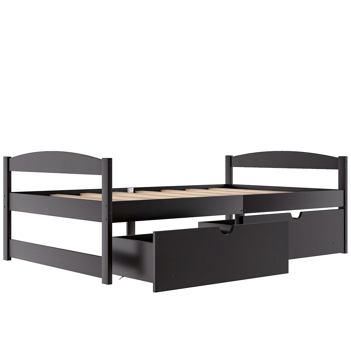 White Twin Storage Bed Frame with Drawers U7201