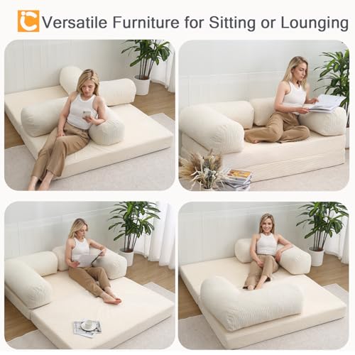 Beige Queen Folding Sofa Bed W389
