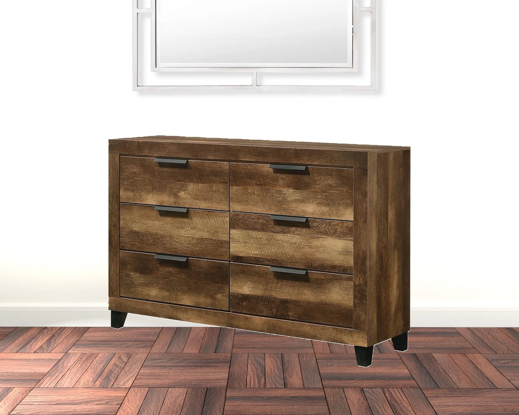 Rustic Oak Finish Manufactured Wood Six Drawers Dresser A27621